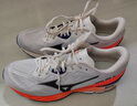 美津濃（MIZUNO）2025新款緩震回彈透氣耐磨競訓運動(dòng)跑步鞋WAVE RC 02/米白色 42.5 曬單實(shí)拍圖