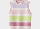 蕉內小熱皮302++兒童半邊絨背心男女童寶寶保暖可外穿可機洗大童毛衣 粉紫彩條 120 曬單實(shí)拍圖