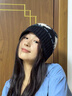 桑咻巴拉克拉法帽子女秋冬季保暖護耳毛絨圍脖一體騎車(chē)防寒針織毛線(xiàn)帽 花朵一體帽-黑色 曬單實(shí)拍圖
