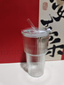 【京東物流】玻璃杯帶蓋耐熱茶杯高顏值豎條紋水杯帶吸管茶杯家用 大竹節杯【單只】600ml 曬單實(shí)拍圖