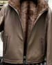 皮爾卡丹（pierre cardin）2025新款加絨加厚男款真皮牛皮皮衣皮毛一體外套爸爸裝皮夾克保暖 淺咖（羊絨內膽） 4XL /195(180-200斤) 曬單實(shí)拍圖