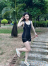 范德安（BALNEAIRE）小黑裙系列連體泳衣平角女士帶胸墊防曬顯瘦遮肉時(shí)尚休閑海島度假 摩登黑 M 【155-165cm/50-58kg】 曬單實(shí)拍圖