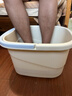 LZJV德國兒童專(zhuān)用泡腳桶過(guò)小腿加厚帶提手高深足浴盆按摩養生家用便攜 【加厚帶蓋】奶藍-高款多層保溫/0異味 曬單實(shí)拍圖