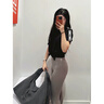 adidas「云朵包」牛仔風(fēng)大容量運動(dòng)挎包女子阿迪達斯官方三葉草 黑色 NS 曬單實(shí)拍圖