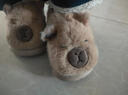 邦帛世兒童包跟棉鞋冬季保暖加厚居家毛毛鞋EVA底中小童寶寶棉拖鞋 卡皮巴拉-淺咖色 30 /31碼(內長(cháng)18.5CM適合腳長(cháng)17.5CM) 曬單實(shí)拍圖