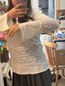 EGGKA白色不規(guī)則剪裁鏤空長袖T恤女秋設(shè)計感小眾休閑寬松圓領(lǐng)上衣 白色 S 曬單實拍圖