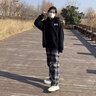帛芮毛呢格子休閑褲女款2025年新款秋季寬松高腰闊腿褲慵懶風(fēng)直筒褲 曬單實(shí)拍圖