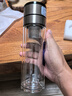 富光雙層玻璃杯 車(chē)載一鍵開(kāi)蓋泡茶杯高硼硅茶水分離水杯子男女士300ml 曬單實(shí)拍圖