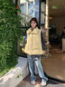 JNBY/江南布衣秋冬羽絨馬甲女寬松oversize立領(lǐng)無(wú)袖保暖蓬松5N9C12840 789/灰菊黃 M 曬單實(shí)拍圖