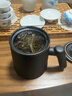 皓梵潔杯子陶瓷杯馬克杯辦公室茶具單人黑辦公泡茶帶蓋茶水分離茶杯男生 山語木柄茶杯【雅致黑/400ml】 曬單實拍圖