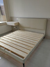 微瀾薄床頭床齊邊床皮床超厚榫卯板實(shí)木床床架小戶(hù)型排骨架雙人床定制 智能感應夜燈真皮床(米白色) 1800mm*2000mm【2.8cm厚床板】 曬單實(shí)拍圖