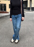 美麗衣櫥（BEAUTIFUL WARDROBE）復古百搭女式牛仔褲秋季高腰寬松顯瘦直筒闊腿褲女休閑長(cháng)褲子女 曬單實(shí)拍圖