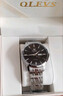 歐利時(shí)（OLEVS）瑞士認證品牌手表男機械表全自動(dòng)男士手表高檔商務(wù)男表生日禮物男 銀黑鋼帶/禮盒包裝/定制刻字 曬單實(shí)拍圖