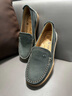 歡騰（HANG TEN）樂(lè )福鞋女秋冬新品真皮透氣一腳蹬單鞋女通勤風(fēng)平底女士休閑鞋 墨綠（皮鞋碼） 37 曬單實(shí)拍圖