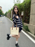 CinvaiKrose上課托特包女包2025新款大容量通勤單肩包包手提包生日禮物送女友 菱格米白【送女友老婆女生禮物走心實用】 曬單實拍圖