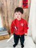 波步（BORBOON B）男童針織衫紅色加厚2026新年拜年秋冬毛衣男寶寶衣服嬰兒冬裝開(kāi)衫 【紅色】6768 90 曬單實(shí)拍圖