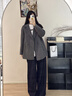 香影劉些寧同款雙面呢羊毛大衣女冬季小個(gè)子中長(cháng)紫色西裝毛呢外套 中灰 S 155/80A/85-95斤 曬單實(shí)拍圖