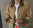 優(yōu)衣庫女裝休閑拉鏈短茄克/外套巴恩風(fēng)翻領(lǐng)時(shí)尚夾克 新款479208 32 深米色 M /160/84A 曬單實(shí)拍圖