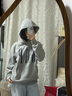 GAP男女裝2025秋季新款logo印花抓絨寬松套頭連帽衫衛衣786923 淺灰色 S (165/88A) 亞洲尺碼 曬單實(shí)拍圖
