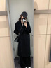 綠夕（REAXUR）女士毛呢大衣女2025新款中長(cháng)款毛呢外套女秋冬高級感加絨加厚韓版 黑色【羽絨內膽】 S （建議106斤-120斤） 曬單實(shí)拍圖