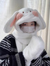 viney圍巾女冬季2025款毛絨兔子耳朵帽子手套一體帽三件套加厚保暖圍脖 白色-高端禮盒裝 曬單實(shí)拍圖