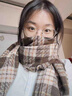 啄木鳥(niǎo)美拉德棕色圍巾女秋冬季2025新款氛圍感格子保暖情侶圍脖冬天禮盒 米咖(主圖款) 曬單實(shí)拍圖