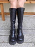 鉑吶苓長(cháng)筒靴女秋冬馬丁靴復古英倫風(fēng)長(cháng)靴粗跟厚底增高小個(gè)子高筒騎士靴 粗跟長(cháng)筒靴【黑色】 37 曬單實(shí)拍圖