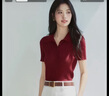 伊芙麗朱珠代言百搭休閑POLO領(lǐng)修身針織衫女26夏裝新款通勤上衣女 琳瑯紅 M 100-110斤 建議卡碼拍大 曬單實(shí)拍圖