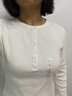 優(yōu)衣庫女裝羅紋亨利領(lǐng)T恤/長袖修身短款內(nèi)搭打底25新款479591 01 乳白色 L /160/88A 曬單實拍圖
