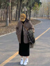 歐貝汐毛呢半身裙女秋冬季黑色2025新款直筒中長裙小個子包臀裙顯瘦半裙 黑色 M 曬單實拍圖