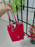 OEING條紋帆布袋韓國ins慵懶風(fēng)托特包學(xué)生大容量休閑通勤單肩包包女 雙面紅色條紋 曬單實(shí)拍圖