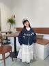 Smartiden國際品牌2025秋季新款女童韓版中大童字母繡花系帶棒球服女孩洋氣 藍色 140 cm 曬單實(shí)拍圖