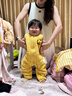 嘟嘟家童裝寶寶背帶褲秋冬嬰兒卡通長(zhǎng)褲加厚冬季男童女童褲子冬款 黃色 90 cm 曬單實(shí)拍圖