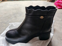 紅蜻蜓短靴女25冬季媽媽靴子保暖女靴棉鞋加絨中老年皮鞋WJC45635黑色38 曬單實(shí)拍圖
