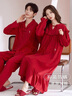 黛姿馨睡衣結婚新婚情侶套裝紅色春秋款純棉長(cháng)袖裙夏古典情侶裝一男一女 QRU:XX-91007【禮盒+手提袋】 XL (170) 女 曬單實(shí)拍圖
