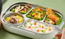 蘇泊爾（SUPOR）飯盒316不銹鋼自帶布包餐具學(xué)生上班族餐盤(pán)多分格不串味保溫飯盒 青黑（含布包+餐具）2000ml 曬單實(shí)拍圖