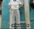 森馬（Semir）[商場(chǎng)同款]休閑褲女闊腿褲2025春季抽繩衛褲ins潮流101125127009A 曬單實(shí)拍圖