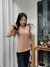 簡(jiǎn)云羊毛蠶絲德絨發(fā)熱半高領(lǐng)保暖內衣女加絨上衣單件秋衣男士打底衫冬 女【中厚羊毛款】中領(lǐng)-郁金粉 L 曬單實(shí)拍圖