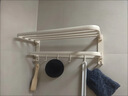 心楠奶白太空鋁毛巾架免打孔衛生間置物架浴室壁掛式洗手間廁所浴巾架 奶白雙折疊浴巾架【50CM】帶8鉤 曬單實(shí)拍圖