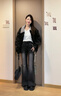 伊薇衣美式拼接翻領(lǐng)黑色春秋外套女新款2025男女穿搭夾克休閑棒球服外套 黑色 M 建議95-105斤 曬單實(shí)拍圖