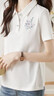 啄木鳥(niǎo)棉T恤女短袖2025年新款帶領(lǐng)刺繡寬松上衣女士翻領(lǐng)運動(dòng)polo衫夏 【樹(shù)枝花POLO衫】白色 L 曬單實(shí)拍圖