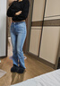 MISS SIXTY【進(jìn)口牛仔面料】2025秋季新款牛仔褲女含天絲微喇叭褲 淺藍短版 25 曬單實(shí)拍圖