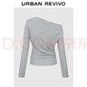 UR2025秋季新款女裝時(shí)髦氣質(zhì)斜肩領(lǐng)褶皺長袖T恤UWG450218 花灰 S 曬單實(shí)拍圖