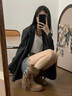 星期六長(cháng)筒靴女2025秋季上新流蘇騎士靴粗跟不過(guò)膝長(cháng)筒靴顯瘦堆堆中筒靴 卡其色 37 曬單實(shí)拍圖