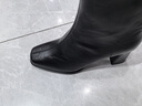 熱風(fēng)高跟時(shí)裝靴2025年冬季新款法式方頭粗跟短靴通勤休閑靴子女鞋 01黑色 37 曬單實(shí)拍圖