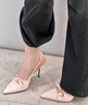 CHARLES&KEITH緞面蝴蝶結尖頭高跟涼鞋女生日禮物CK1-60361556 Light Pink淺粉色 38 曬單實(shí)拍圖