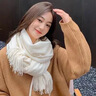 恒源祥純色100羊絨圍巾女2024秋冬兩用保暖韓版羊毛百搭加厚披肩圍脖 白色(羊毛100%) 曬單實(shí)拍圖