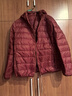200斤加肥加大碼輕薄羽絨服女特胖媽媽裝短款連帽秋冬薄款外套 酒紅色 6XL  170-190斤 曬單實(shí)拍圖