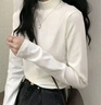 燦圖白色半高領(lǐng)德絨長(cháng)袖t恤女秋冬季新款內搭打底衫小個(gè)子保暖上衣服 白色 L 曬單實(shí)拍圖
