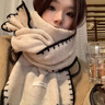 啄木鳥(niǎo)韓版氛圍感百搭含羊毛圍巾女秋冬季軟糯針織護頸圍脖2025新款禮盒 米白色 曬單實(shí)拍圖